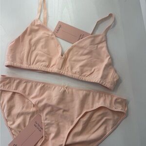 Eberjey Soft Pink stretch cotton bralette and Panty Set size M/L